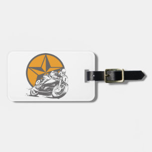 Étiquette À Bagage Moto vintage emballant l'étoile de cercle