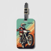 Étiquette À Bagage Motocross de nom personnalisé (Devant Vertical)