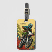 Étiquette À Bagage Motocross de nom personnalisé (Devant Vertical)