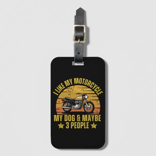 Étiquette À Bagage Motocyclette de chien (Devant Vertical)