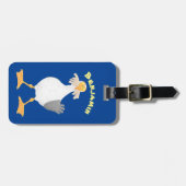 Étiquette À Bagage Mouette drôle avec frites dessin animé (Devant horizontal)