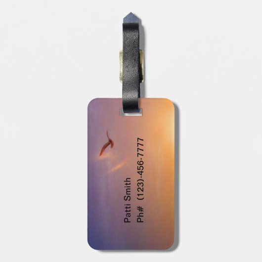 Étiquette À Bagage Mouette faite sur commande de coucher du soleil (Dos Vertical)