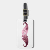 Étiquette À Bagage Moustache rose drôle de Bling (Devant Vertical)