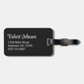 Étiquette À Bagage Mr Personalized Elegant Script Groom Name Black (Dos horizontal)