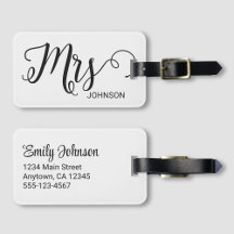 Mrs Personalized Elegant Script Bride Name White