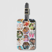 Étiquette À Bagage Multi Photo Collage Simple Moderne Hexagon Motif (Devant Vertical)