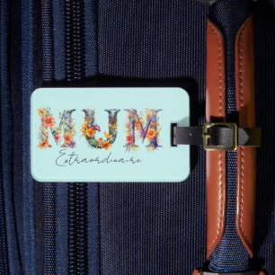 Étiquette À Bagage Mum Extraordinaire Floral Typographie