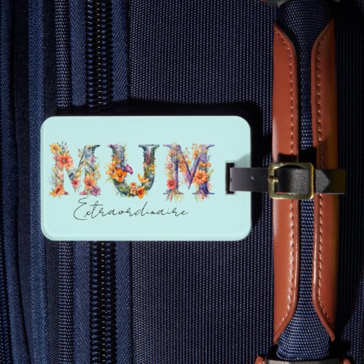 Étiquette À Bagage Mum Extraordinaire Floral Typographie (Insitu Rectoal 4)