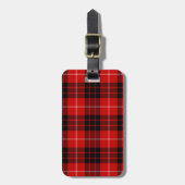 Étiquette À Bagage Munro tartan rouge noir plaid (Devant Vertical)
