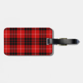 Étiquette À Bagage Munro tartan rouge noir plaid (Dos horizontal)