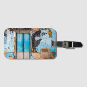 Étiquette À Bagage Mur bleu et porte (Devant Horizontal)