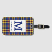 Étiquette À Bagage Murtaugh Tartan Royal Blue et Gold Plaid Motif (Devant Horizontal)