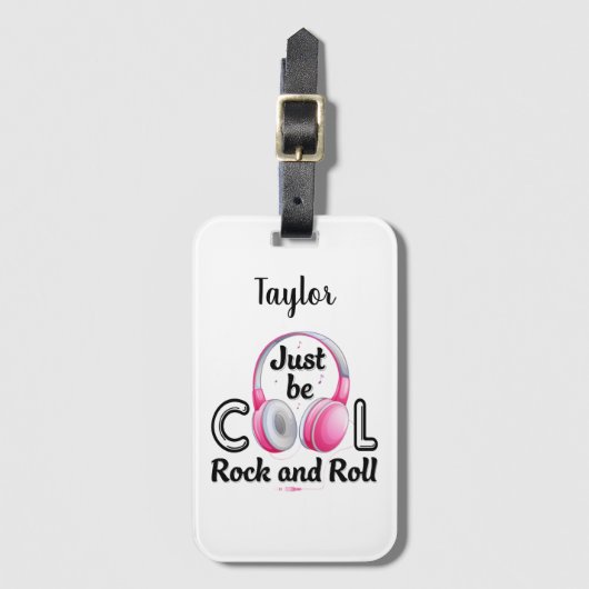Étiquette À Bagage Music Lover Just Be Cool Rock and Roll (Devant Vertical)