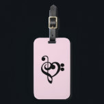 Étiquette À Bagage Musicien Coeur de musique - Treble Bass Clef<br><div class="desc">Treble Bass Clef Heart - design de ventilateur de musique. L'art de la silhouette noire - J'aime le symbole musical pour tous les musiciens. OEuvre simple et minimaliste pour inspirer et express un amour de la musique. > Utilisez pour l'appréciation de l'enseignant, les récitals musicaux ou le prix de l'élève,...</div>