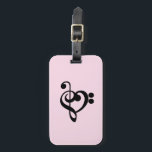 Étiquette À Bagage Musicien Coeur de musique - Treble Bass Clef<br><div class="desc">Treble Bass Clef Heart - design de ventilateur de musique. L'art de la silhouette noire - J'aime le symbole musical pour tous les musiciens. OEuvre simple et minimaliste pour inspirer et express un amour de la musique. > Utilisez pour l'appréciation de l'enseignant, les récitals musicaux ou le prix de l'élève,...</div>