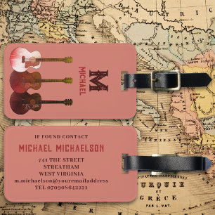 Étiquette À Bagage Musicien de guitare acoustique personnalisé