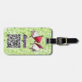 Étiquette À Bagage Musique Ajouter Votre Nom, Code QR, Crème Lime (Devant horizontal)