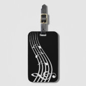 Étiquette À Bagage musique noire et blanche mélodie (Devant Vertical)