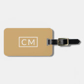 Étiquette À Bagage Mustard Jaune Moderne Monogramme Initiales simples (Devant horizontal)