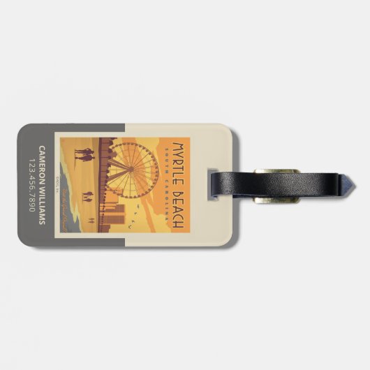 Étiquette À Bagage Myrtle Beach | Caroline du Sud (Dos horizontal)