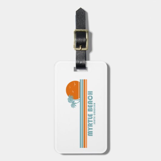 Étiquette À Bagage Myrtle Beach Caroline du Sud Sun Palm Trees (Devant Vertical)