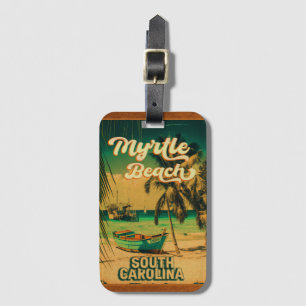 Étiquette À Bagage Myrtle Beach South Carolina Retro Sunset Souvenir