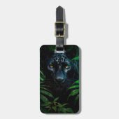 Étiquette À Bagage Mystérieux Black Panther Jungle Faune Design (Devant Vertical)