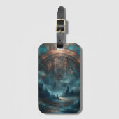 Étiquette À Bagage Mystic Gothic Steampunk - Blue Copper Patina (Devant Vertical)