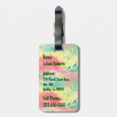 Étiquette À Bagage Nalani Hawaiian Tropical Garden Fuchsia (Dos Vertical)