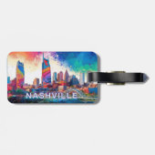 Étiquette À Bagage Nashville Skyline Abstrait Art (Dos horizontal)