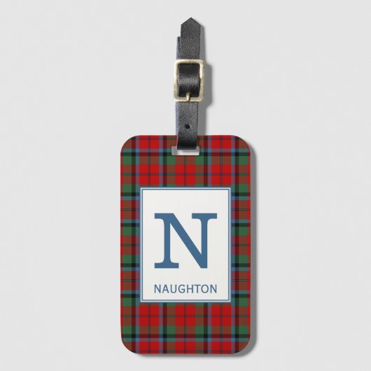 Étiquette À Bagage Naughton Tartan Red Plaid Motif (Devant Vertical)