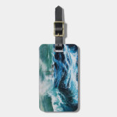 Étiquette À Bagage Navire en mer dans le parchemin tempête (Devant Vertical)