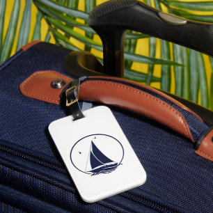 Étiquette À Bagage Navire nautique/voilier/bateau bleu marine
