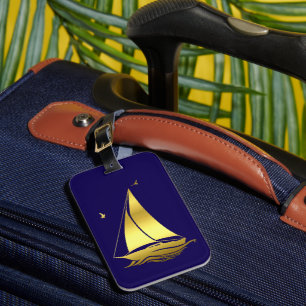 Étiquette À Bagage Navire nautique/voilier/bateau marine bleu/or
