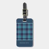 Étiquette À Bagage Navy Blue Scottish Tartan Pattern (Devant Vertical)