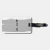 Étiquette À Bagage Navy blue white watercolor brushstrokes monogram  (Dos horizontal)