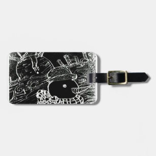Étiquette À Bagage Neige et Yaie en noir Noël