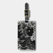 Étiquette À Bagage Neige et Yaie en noir Noël (Devant Vertical)