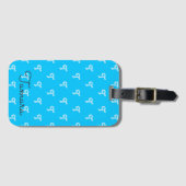 Étiquette À Bagage Neon Blue Bold Fun Monogrammed Monogram Initial (Devant Horizontal)