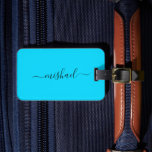 Étiquette À Bagage Neon Blue, Typographie, Personnaliser<br><div class="desc">Voici notre étiquette de bagage personnalisée Neon Pink vibrante, où la couleur audacieuse rencontre l'esprit personnalisé dans un accessoire de voyage exceptionnel. Réalisée avec un arrière - plan rose néon frappant, cette étiquette de bagage ajoute une éclat de luminosité à votre équipement de voyage tout en vous assurant que vos...</div>
