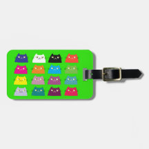 Neon Green Cat Luggage Tag Bold Travel Cute