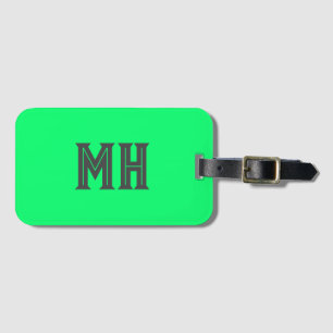 Étiquette À Bagage Neon Green Monogrammed tendance Voyage brillant