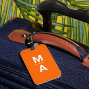 Étiquette À Bagage néon orange - monogrammes gras