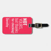 Étiquette À Bagage Neon Pink Typography Funny Nom du sac Adresse (Devant horizontal)