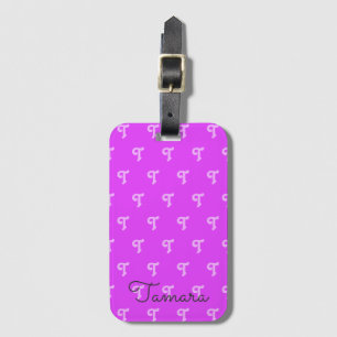 Étiquette À Bagage Neon Purple Bold Amusant Monogramme initial