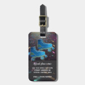 Étiquette À Bagage Neon Roller Patins Disco Dance Party Vibes (Devant Vertical)