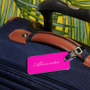 Étiquette À Bagage Neon rose Personnaliser couleur solide