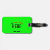 ÉTIQUETTE À BAGAGE NEON VERT MODERNE ET ÉLÉGANT MARQUE VÉRIFIÉE (Dos horizontal)