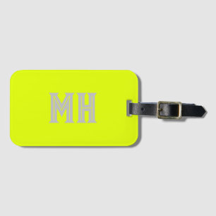 Étiquette À Bagage Neon Yellow Monogrammed tendance Voyage brillant