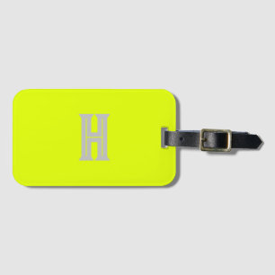Étiquette À Bagage Neon Yellow Monogrammed tendance Voyage brillant
